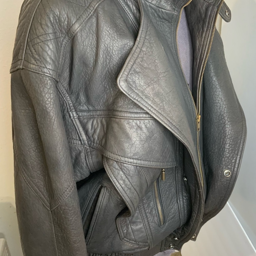 Chocolate Brown Leather Boomer Jacket